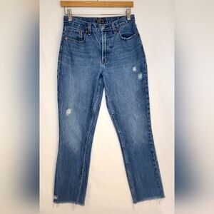 Abercrombie & Fitch Blue Straight Leg Jeans Distressed